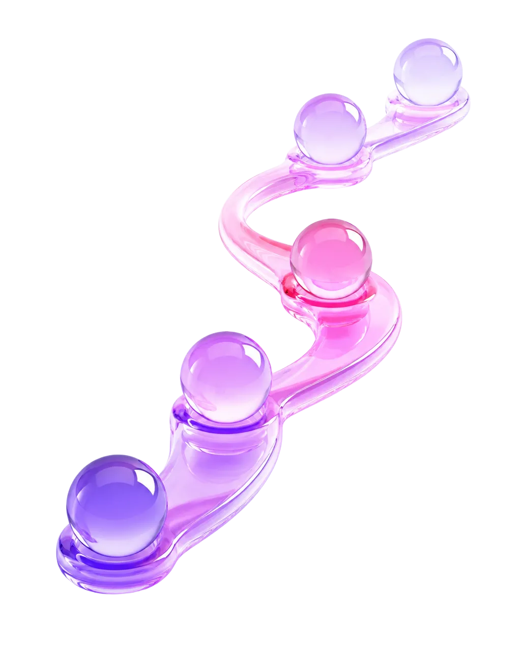 Abstracte 3D-glasillustratie van een oplopend pad met verbonden mijlpalen