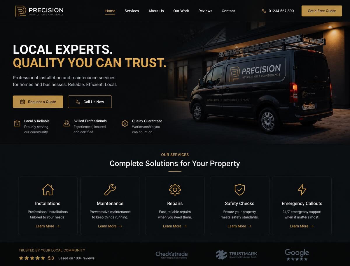 Website ontworpen door Creadi voor Precision Installatie