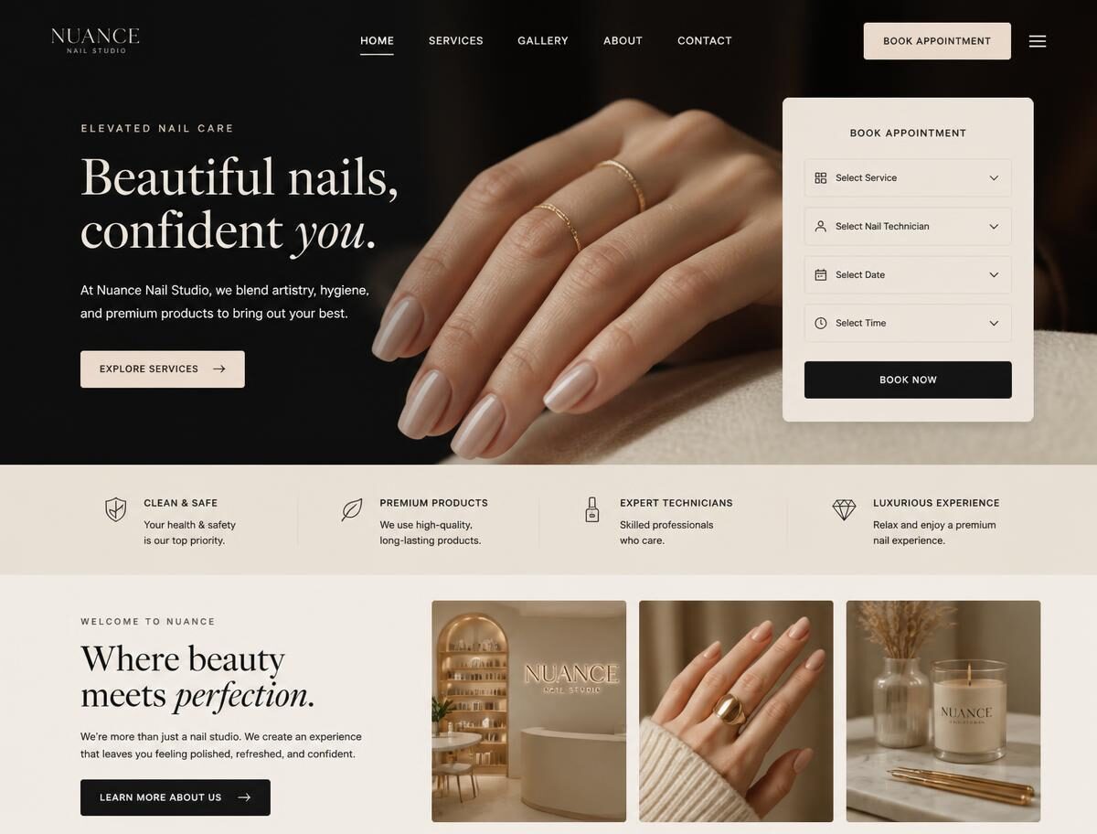 Website ontworpen door Creadi voor Nuance Nail Studio